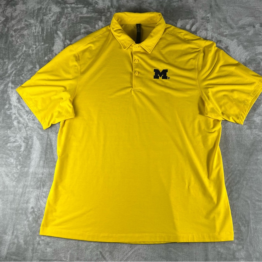 Lululemon University of Michigan Men's Sz 3XL Polo Yellow Striped Embroidered